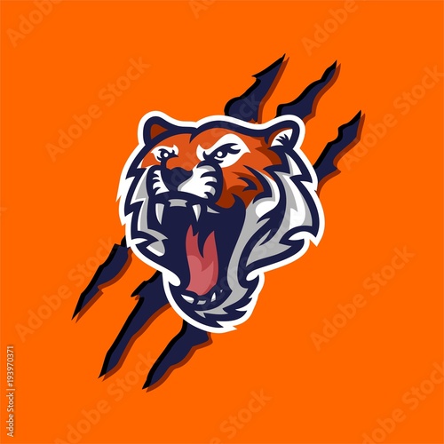 tiger mascot logo template for sport, game crew, company logo, college team logo