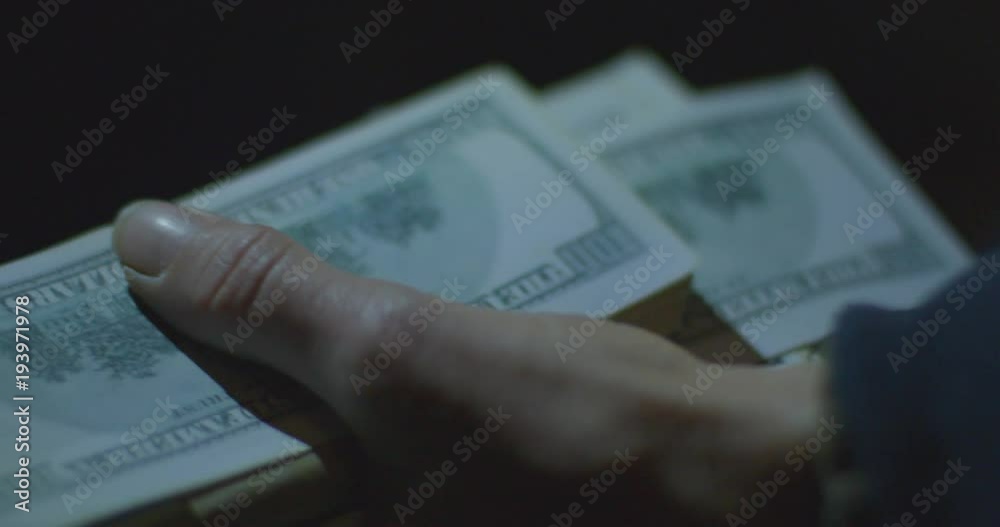 Business woman's hands holding dollar bills

