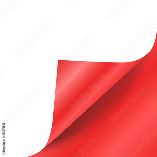 Red paper curled corner vector mockup