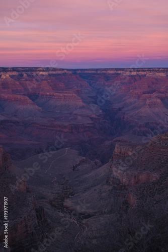 Beautiful Pink Sunset over Grand Canyon Landscape