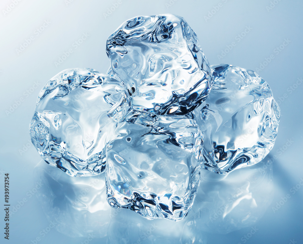 heap of blue ice cubes on light blue background heap of blue ice cubes on light blue background