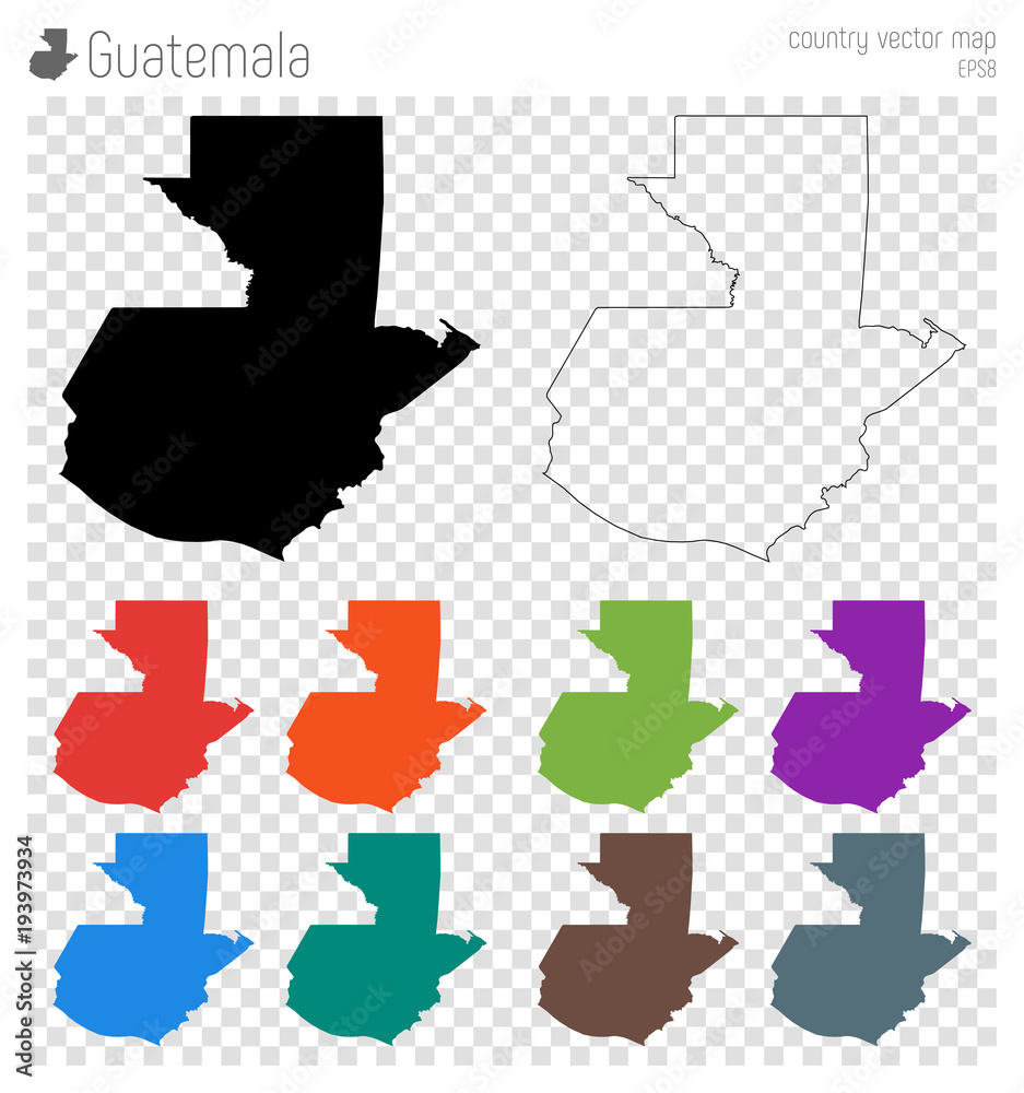 Guatemala high detailed map. Country silhouette icon. Isolated