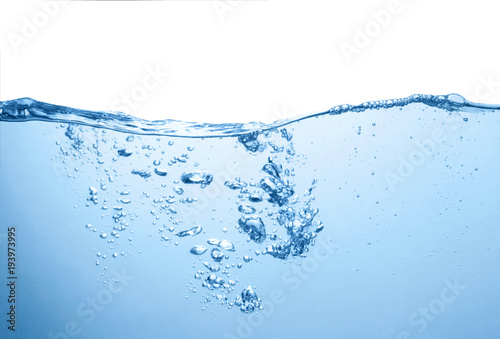 water surface with bubbles and splash isolated in white background