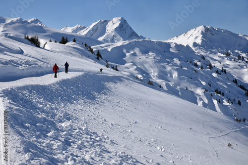 Randonnée dans la neige dans l'Oberland bernois en Suisse