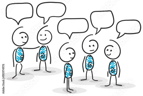 Sticky - Strichmännchen - Kommunikation, Meeting, Konferenz, Freundschaft, Teamwork