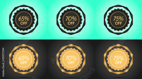 Set of Black and Golden Sale Badges