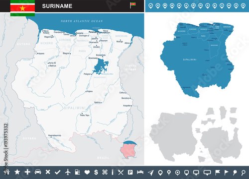 Suriname - infographic map - Detailed Vector Illustration