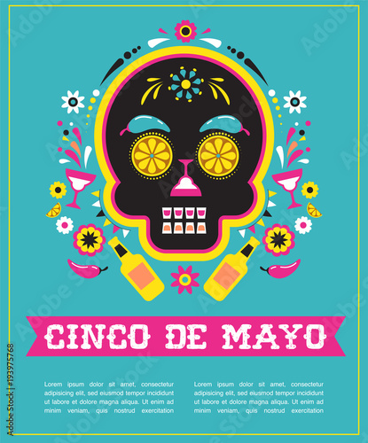 Cinco de Mayo, Mexican fiesta, holiday poster, party flyer, greeting card