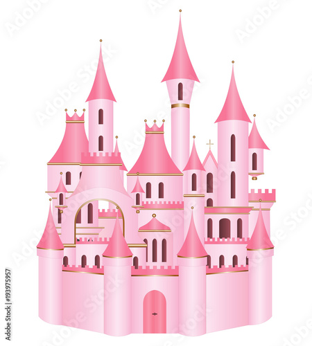 Pink princess castle vector