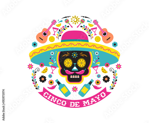 Cinco de Mayo, Mexican fiesta, holiday poster, party flyer, greeting card