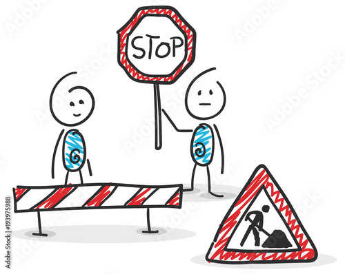Sticky / Strichmännchen - Baustelle, Umbau, Auftrag, Stop