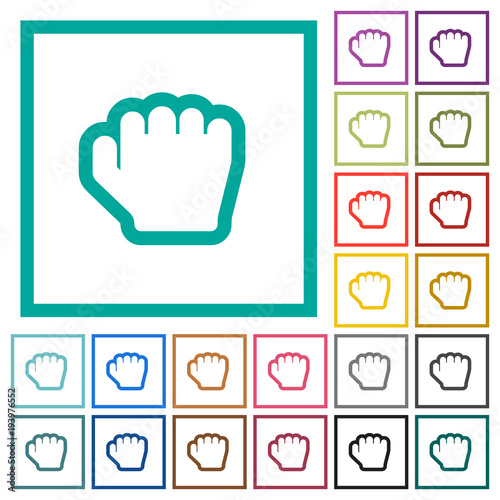 Grab cursor flat color icons with quadrant frames