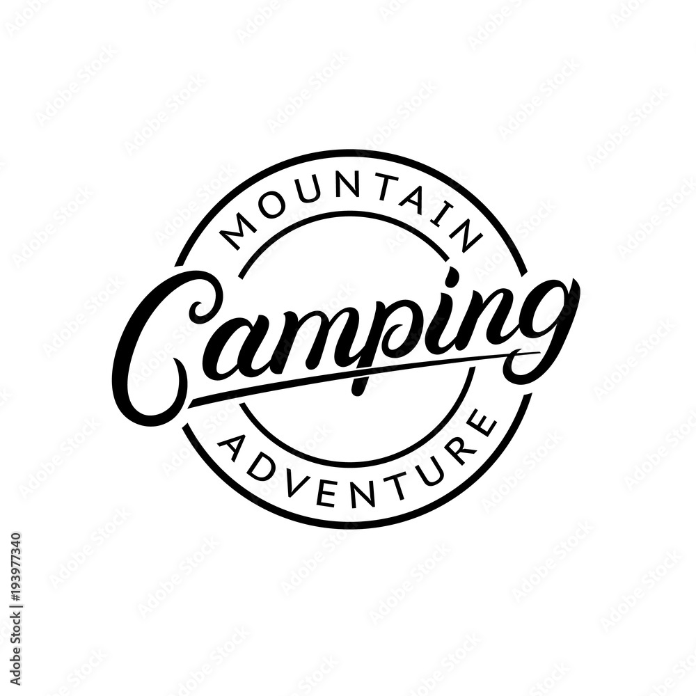 Camping hand written lettering logo