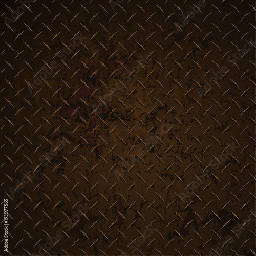 Diamond Plate Rusty Distressed Corroded Realistic Vector Graphic Illustration