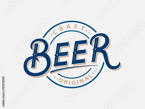 Beer hand written lettering logo, label.