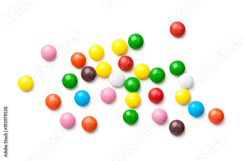 Colorful Chocolate Candy Pills Isolated on White Background