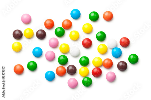 Colorful Chocolate Candy Pills Isolated on White Background