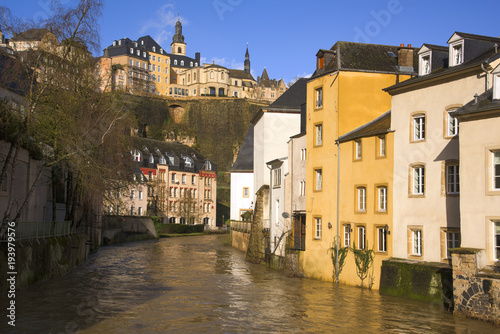 Alzette River and Grund Quarter in Luxembourg City photo