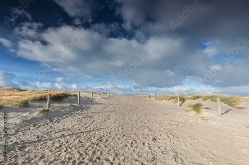 path on sand and beaufirul blue sky