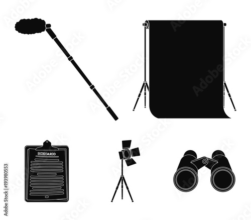 Hromakey, script and other equipment. Making movies set collection icons in black style vector symbol stock illustration web.
