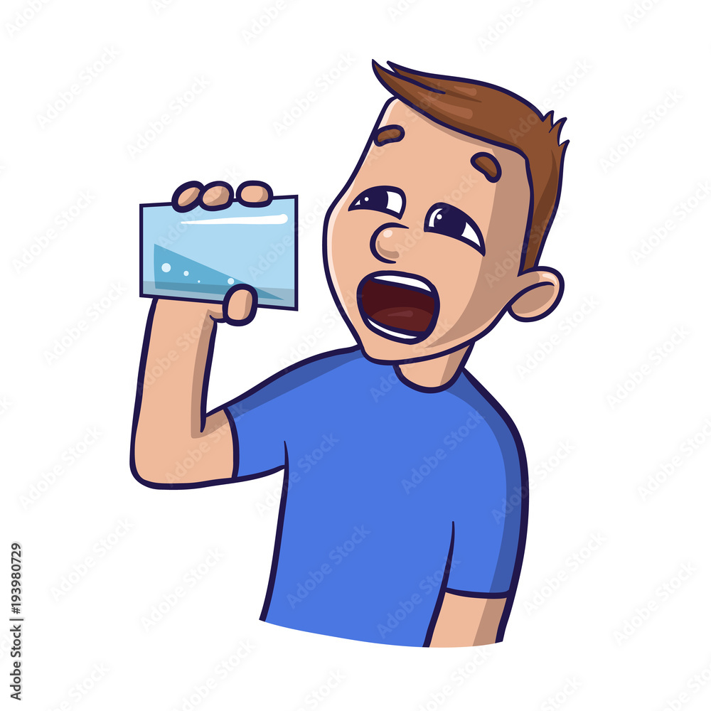 Young man drinking water on a white backgroud. Isolated flat illustration. Cartoon vector image. Stock Vector | Adobe Stock Young man drinking water on a white backgroud. Isolated flat illustration. Cartoon vector image. Stock Vector | Adobe Stock