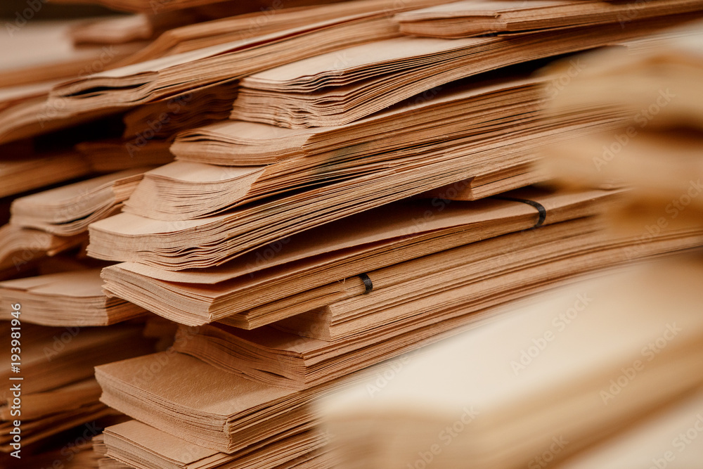 Fototapeta premium Random layout of veneer sheets from aside