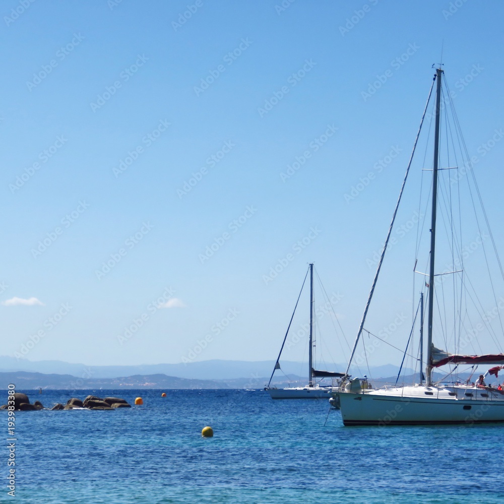 Yachts in the sea near coast