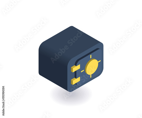 Safe icon. Vector illustration in flat isometric 3D style.