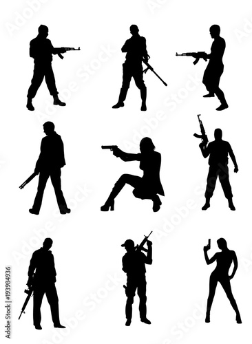 People With Firearms Silhouettes