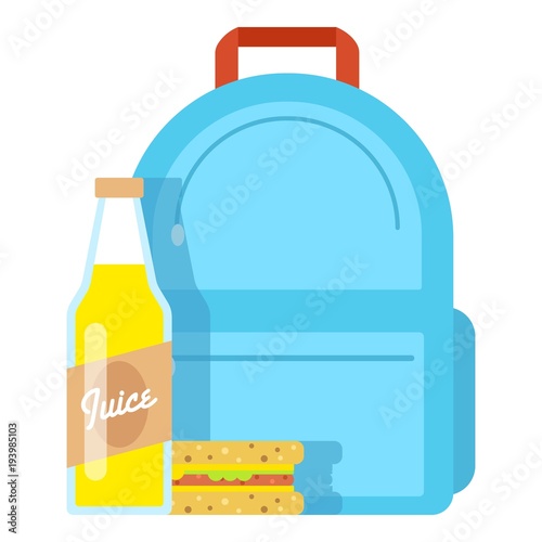 Lunch box school icon, flat style