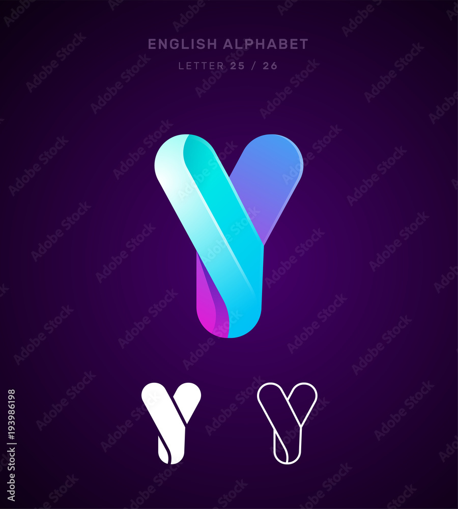 Vector origami alphabet. Letter Y logo template. Material design, flat, line, glossy, twisted style Vector origami alphabet. Letter Y logo template. Material design, flat, line, glossy, twisted style