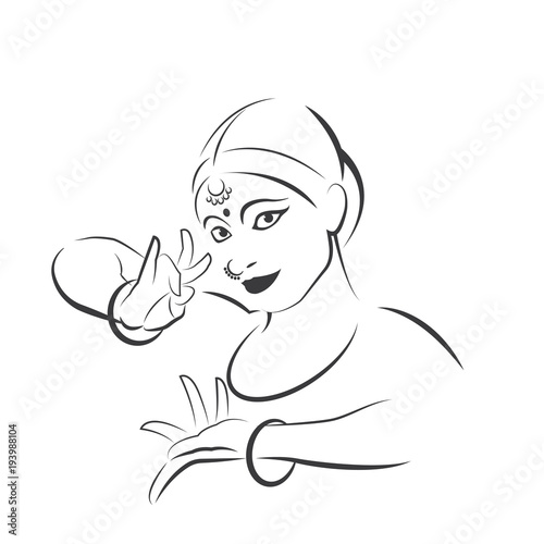 

illustration in the form of an Indian dancing girl in the form of a symbol or logo

