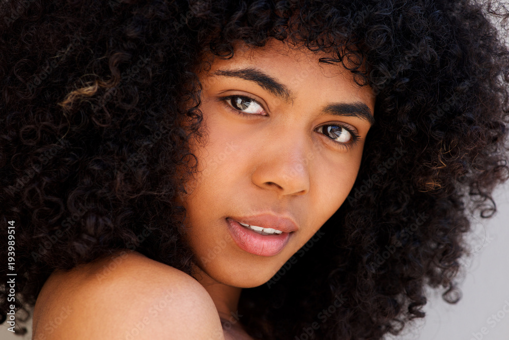 Close up beauty portrait of young african american woman Close up beauty portrait of young african american woman