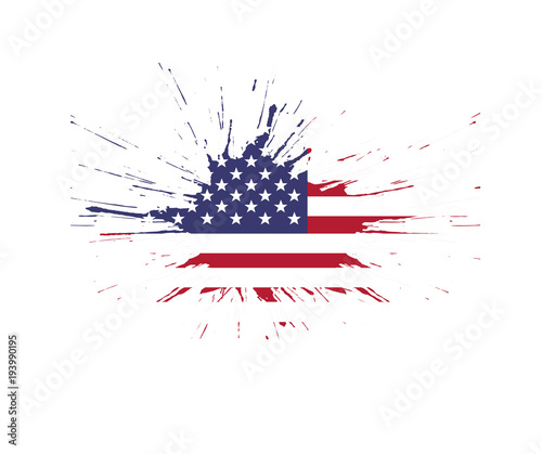 Splash american flag. Grunge flag of USA