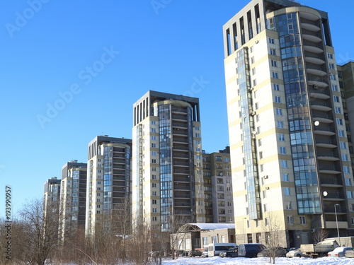 view of residential buildings at a large angle