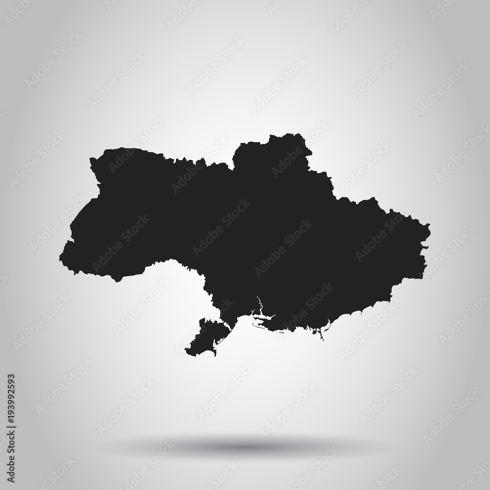 Ukraine map icon. Flat vector illustration. Ukraine sign symbol on white background.