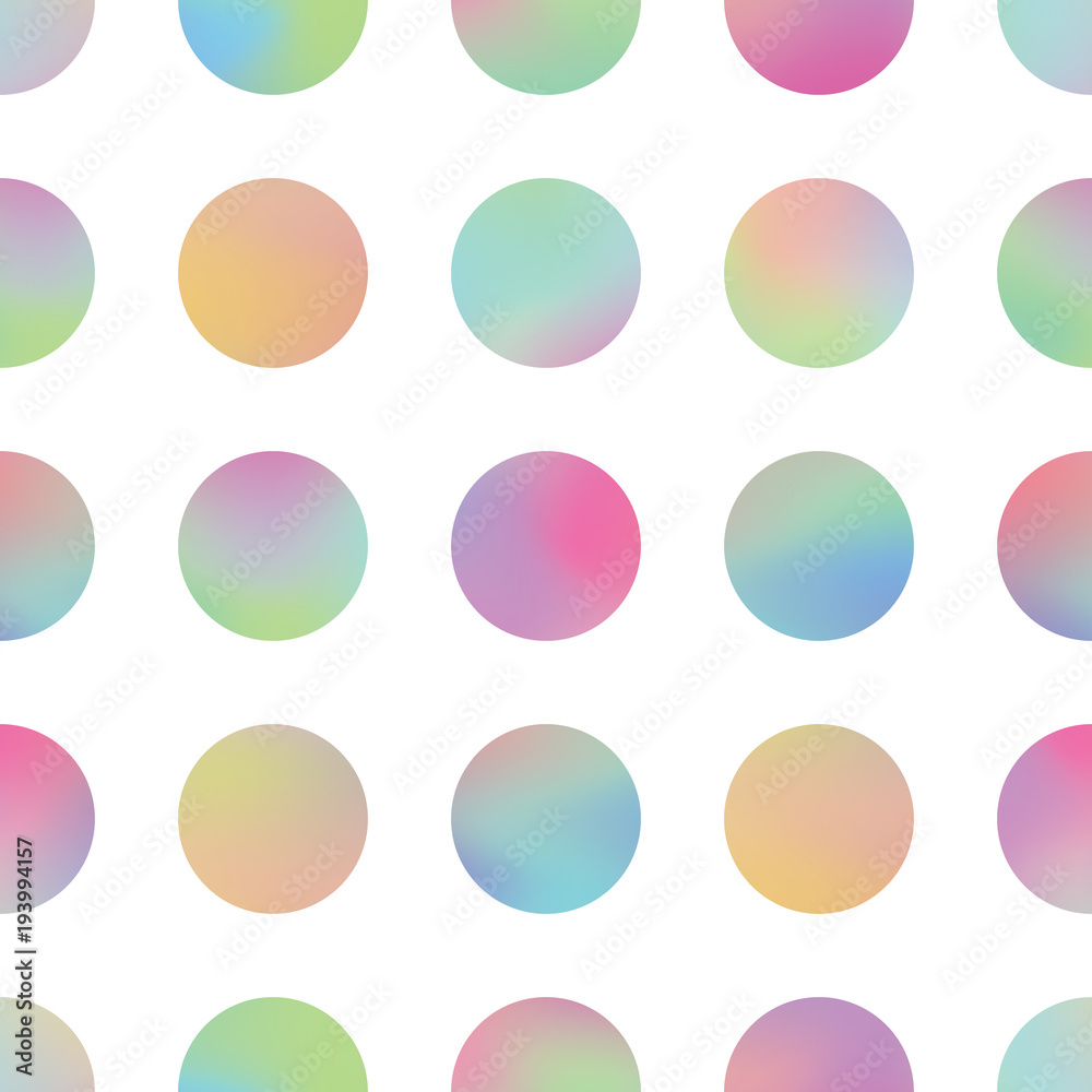 Holographic circles texture vector seamless pattern