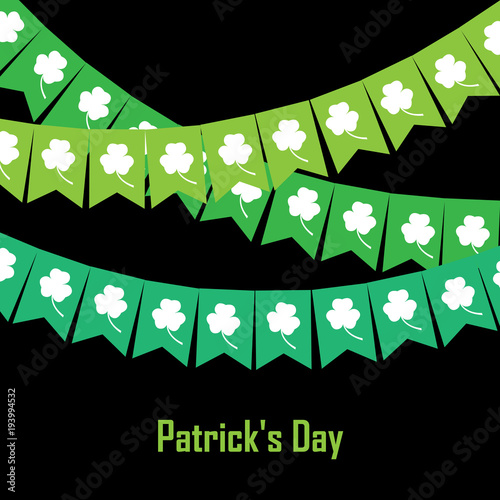 Vector illustration of bunting with clover on green background photo