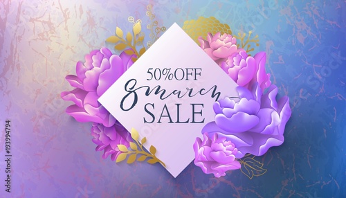 8 march sale background with flower.