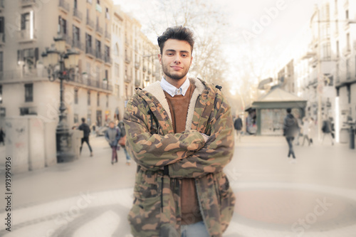 young man at barcelona streets