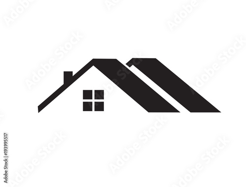 
Flat design of the house - roof and bricks. Vector illustration. 
