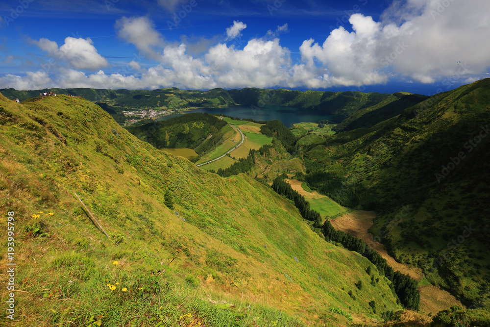 Lanscape of Sete Citades in Sao Miguel Island of Azores Portugal