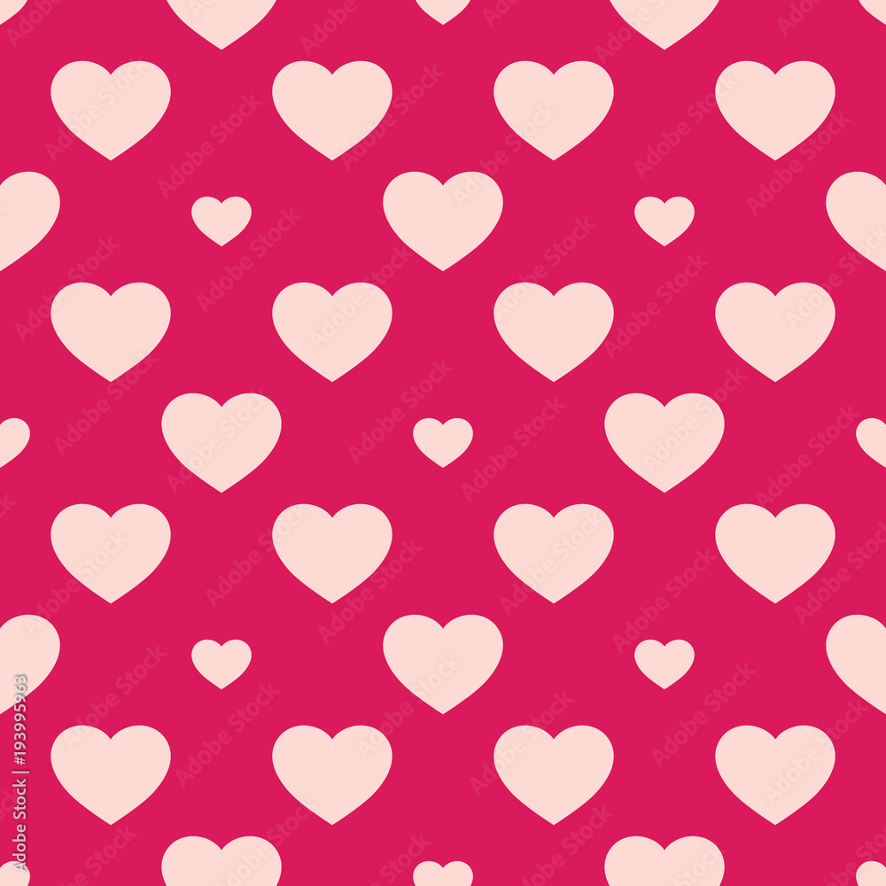 Red and pink hearts seamless pattern. Valentines day background. Love theme