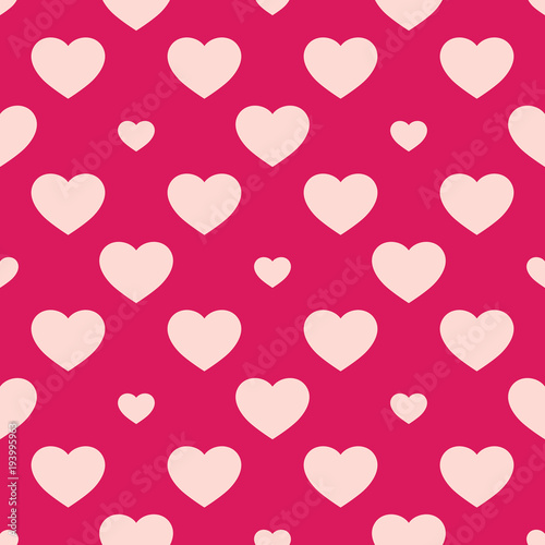 Red and pink hearts seamless pattern. Valentines day background. Love theme