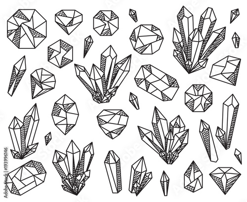 Vector Collection of Beautiful Crystals and Gemstones