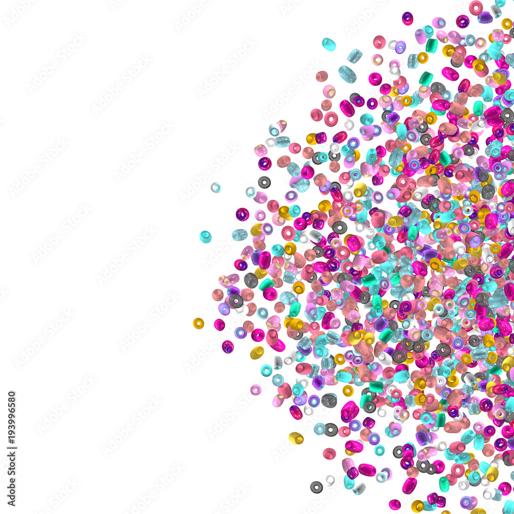 Beads background. Fashion accessory. Handmade craft. Glass beads top view. Sequins. Heap of gems. Rhinestones wallpaper. Realistic illustration. 3d rendering. Jewelry making. Beads background. Fashion accessory. Handmade craft. Glass beads top view. Sequins. Heap of gems. Rhinestones wallpaper. Realistic illustration. 3d rendering. Jewelry making.