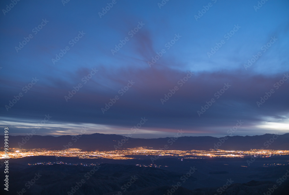 Distant City Lights & Mountain Landscape at Night, Key's View, Joshua Tree Distant City Lights & Mountain Landscape at Night, Key's View, Joshua Tree