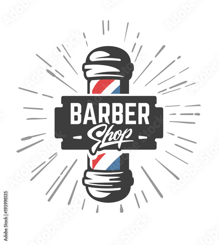 Hairdressing saloon with barber pole.