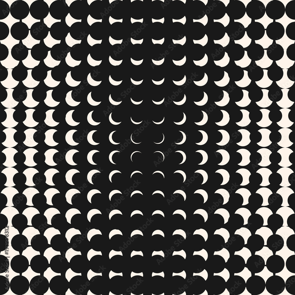 Vector halftone circles seamless pattern. Optical illusion effect background