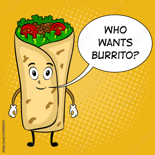 Burrito cartoon pop art vector illustration